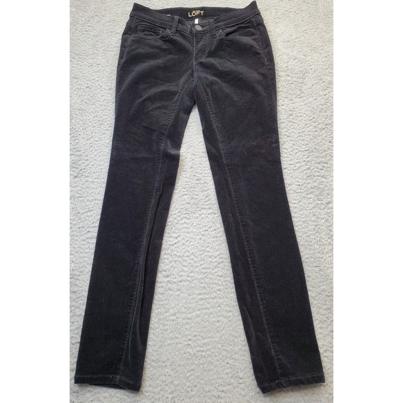 Ann Taylor Loft Pants Womens Size 25 Black Corduroy Modern Skinny Leg Flat Front - Picture 1 of 12
